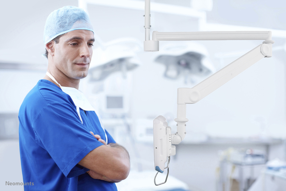 Neomounts FPMA-HAC100 Soporte de techo para monitor médico 10-24" - alt. 0-170 cm - resorte de gas